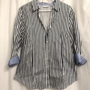 Dressy navy striped blouse